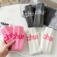 Letter Print Calf Socks Women's Knee High Stockings