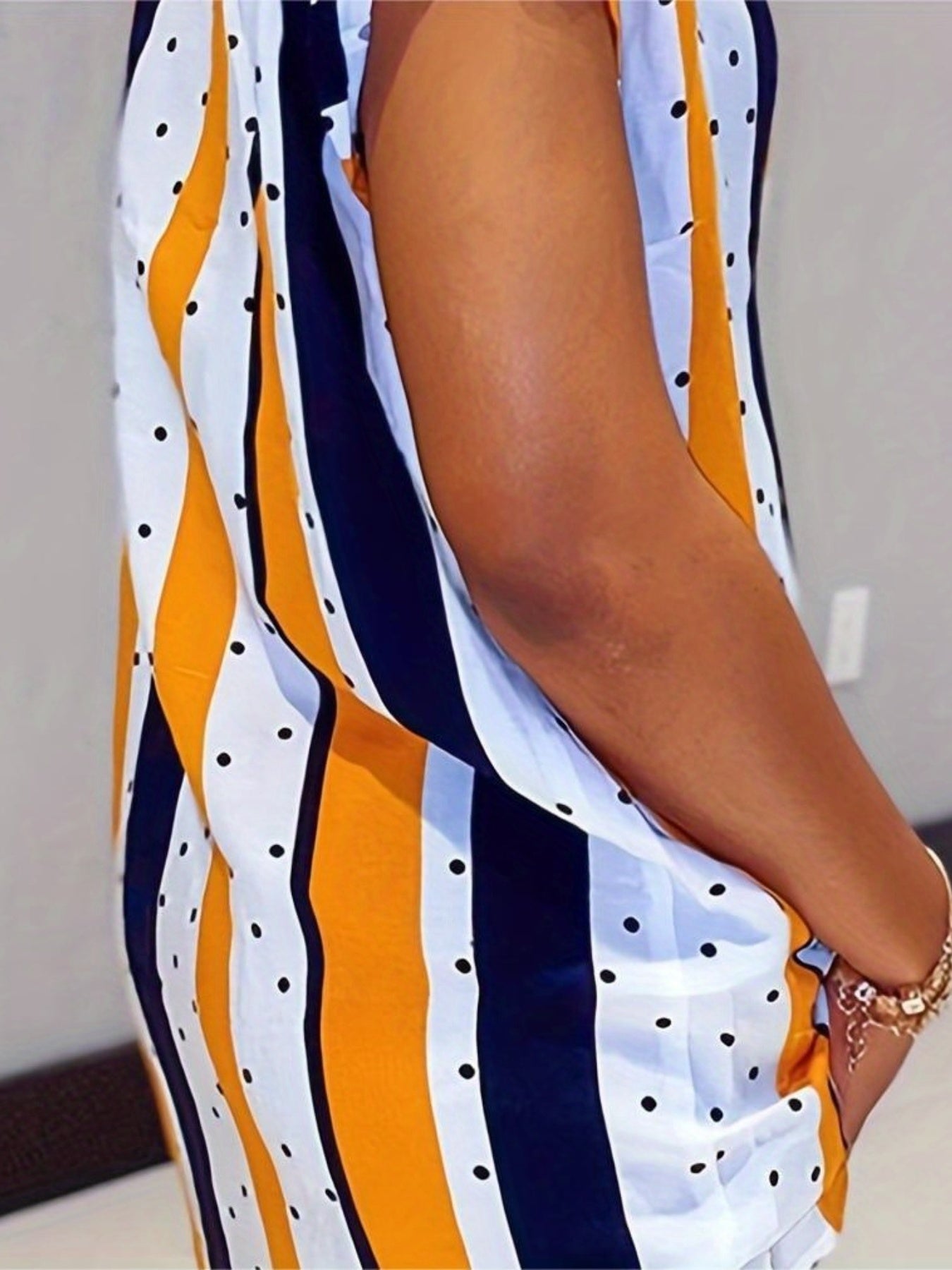  Polka Dot & Stripe Print Shirt Dress