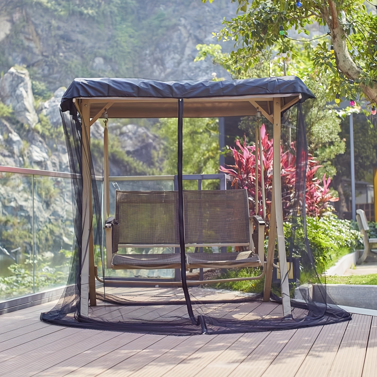 Waterproof Swing Mosquito Net with Zipper Durable Polyester Mesh