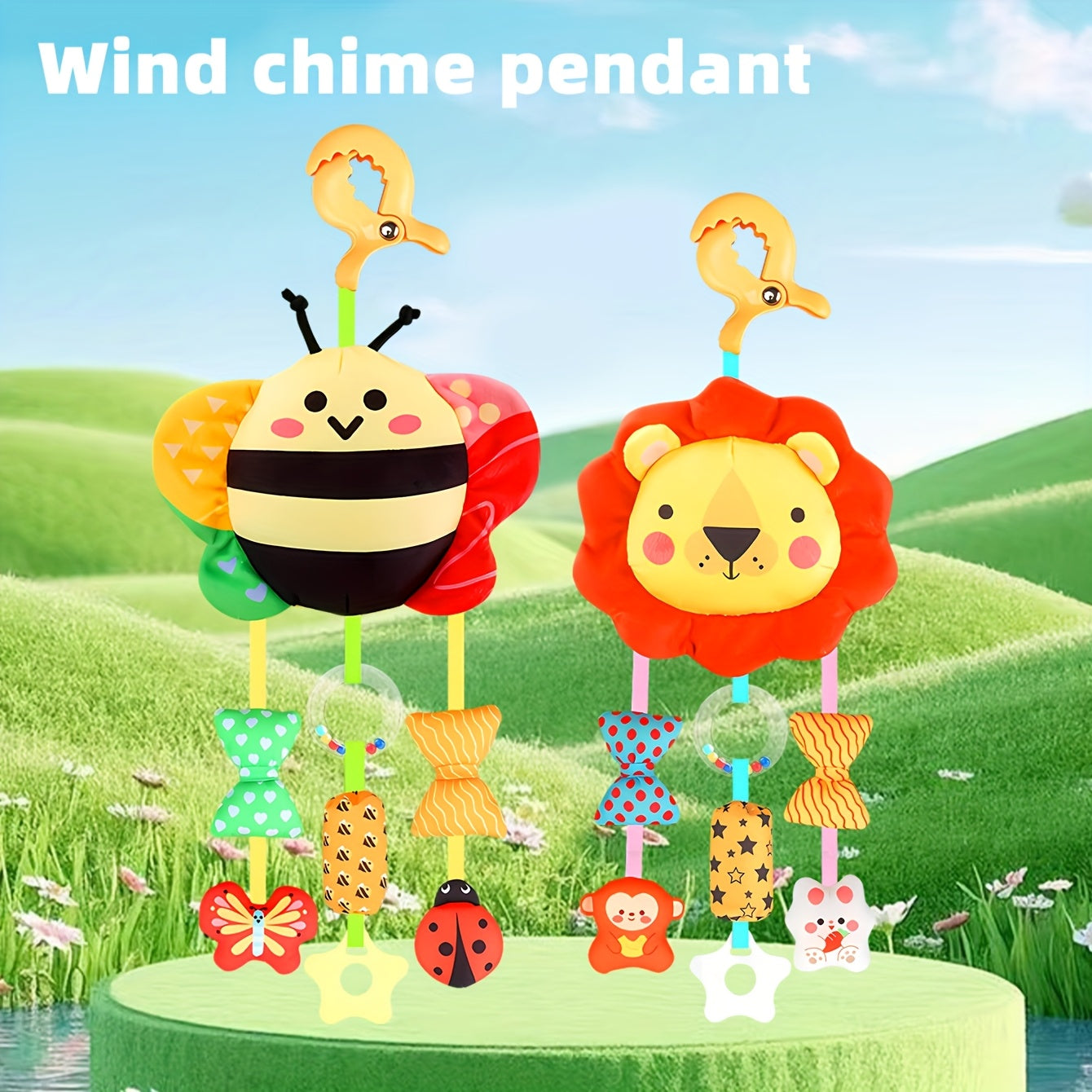 Cartoon Wind Chime Hanging Ornament for Bed or Car, Portable Clip
