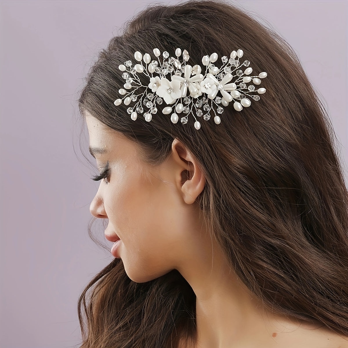 Faux Pearl Hair Comb Flower Hair Comb Side Comb Alloy Hair Accessories