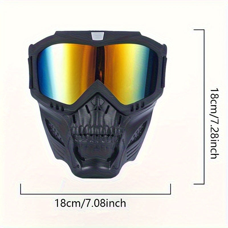 Skull Mask with Reflective Goggles for Halloween & Horror Party