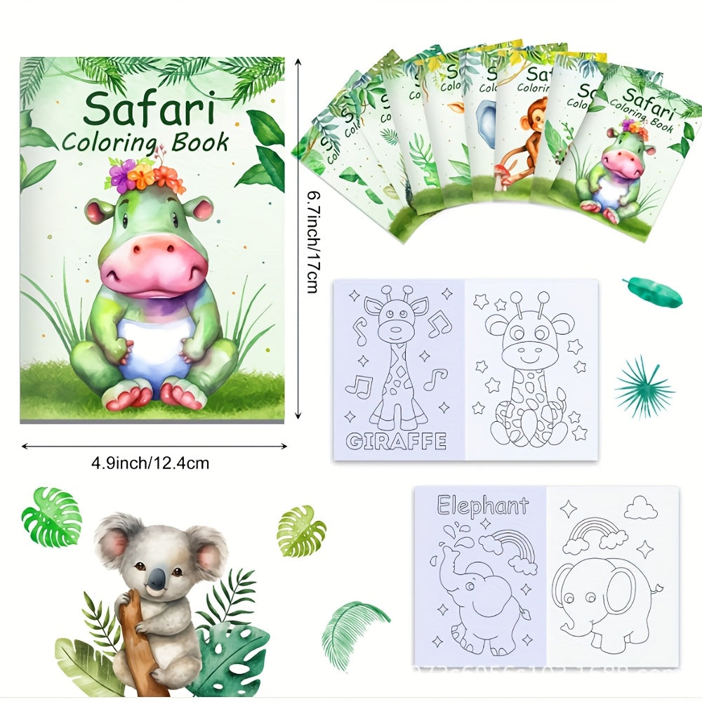 Random Style Jungle Animal Watercolor Coloring Book DIY Birthday Party