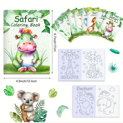 Random Style Jungle Animal Watercolor Coloring Book DIY Birthday Party