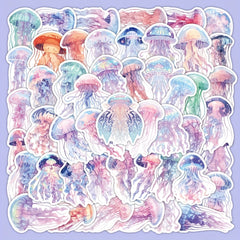 55 Crystal Jellyfish Stickers Waterproof Decals for Luggage Water Bottles