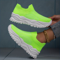Women's Platform Sock Sneakers Knitted Slip On Sports Shoes