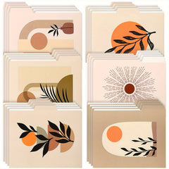 24pcs Decorative File Folders Letter Size 1/3 Cut Tab Office Supplies Organizer