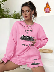  Halloween 2pcs Set Women's Plus Graphic Print Sweatshirt & Shorts