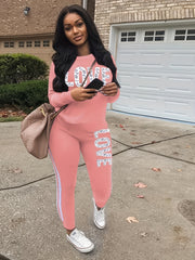 Women's Love Letter Print Two Piece Set for Fall/Winter