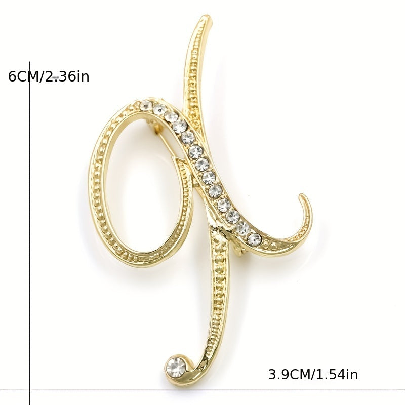 Rhinestone Letter Brooch Pin Alloy Diamond Inlaid Corsage Jewelry