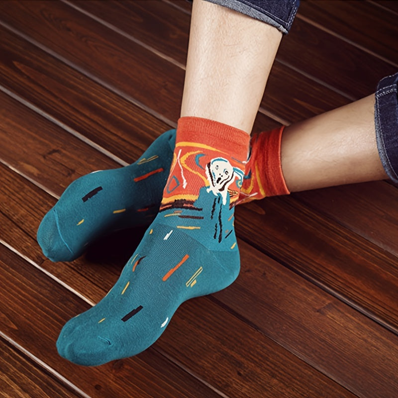 Retro Style Funny Pattern Crew Socks Women's Stockings