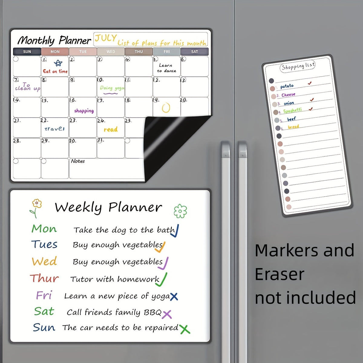 3pc Magnetic Monthly Calendar For Fridge Colorful Magnetic Whiteboard