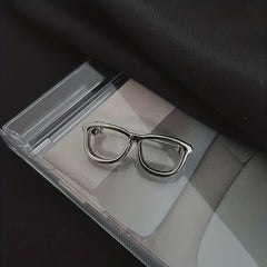 Men's Portable Hollow Out Glasses Frame Pin Mini Glasses Pin