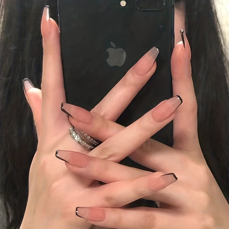 24pcs French Tip Press On Nails Acrylic Glossy Tips for Halloween