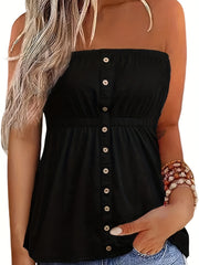 Pleated Tube Top Bandeau Summer Sleeveless Top