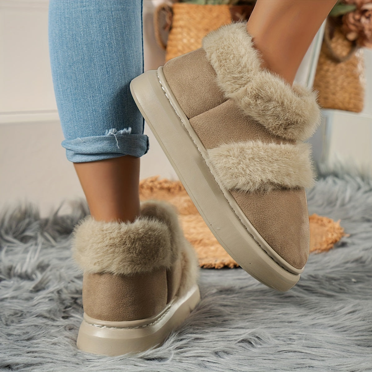Thermal Lined Faux Suede Snow Boots for Women