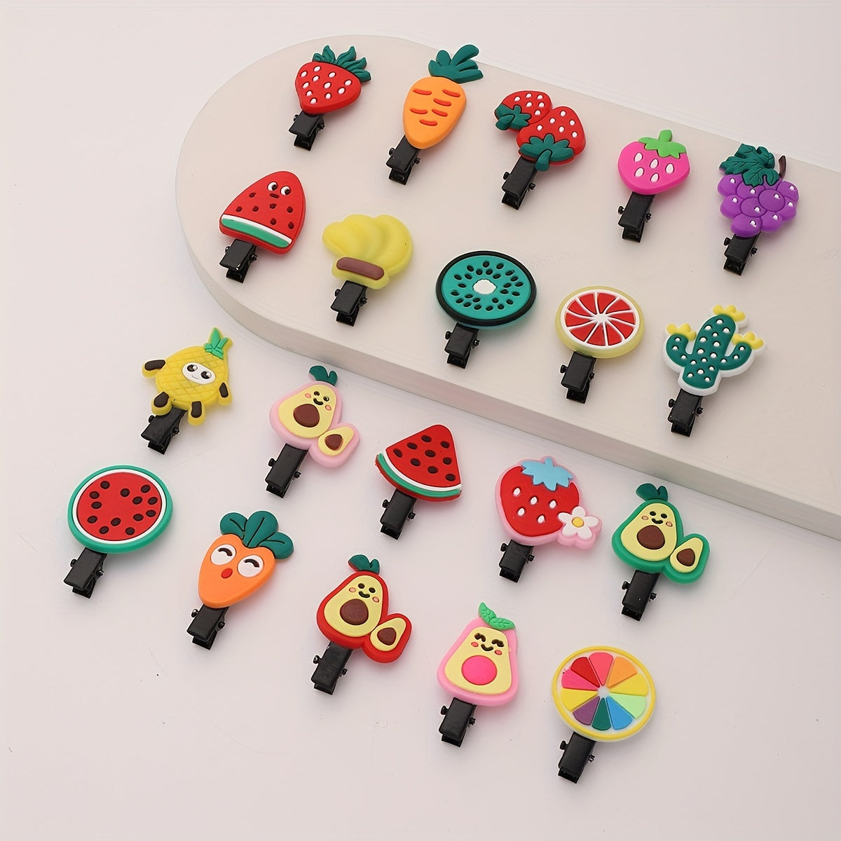 20pcs Baby Girls Fruit Hair Clip Strawberry Watermelon Duck Billed Clip