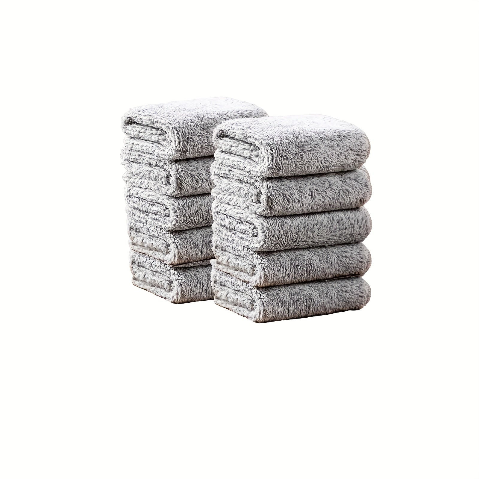 10pcs Microfiber Cleaning Cloths High Water Absorption Washcloths Solid Rags