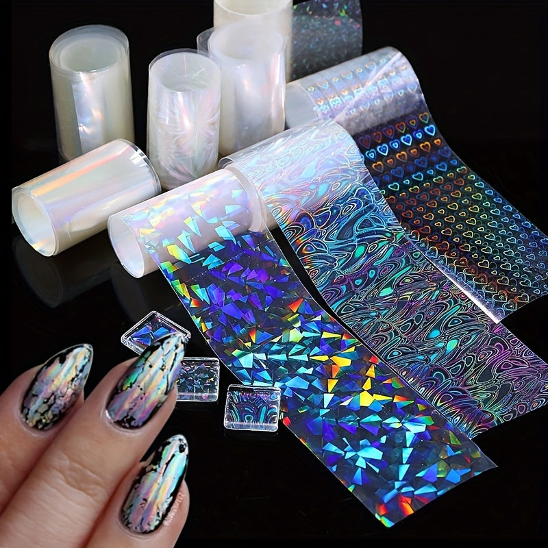 Holographic Nail Foil Transfer Stickers Laser Nail Art Decals