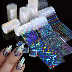 Holographic Nail Foil Transfer Stickers Laser Nail Art Decals