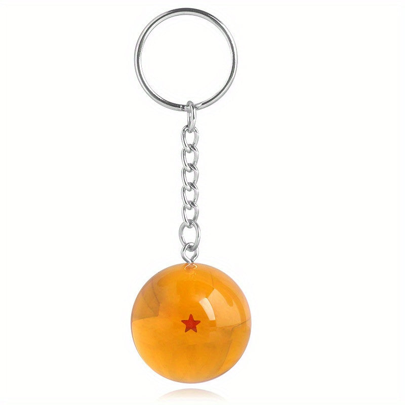 1pc Anime Cartoon Ball Keychain Yellow Crystal Balls Pendant 7 Stars PVC Toy