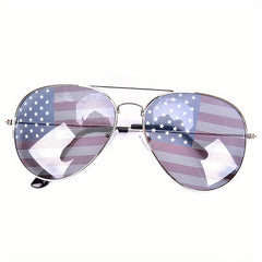 American Flag Sunglasses Top Bar Aviator Sun Shades Patriotic Glasses