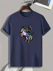Halloween Reaper & Unicorn Print Men's Sports Tee