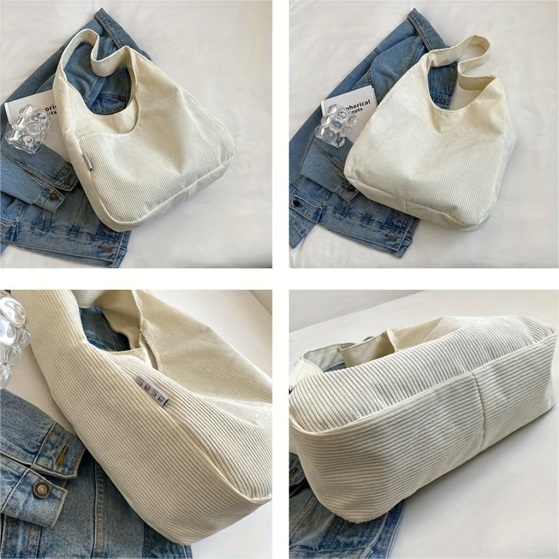 Corduroy Shoulder Tote Bag for School & Work