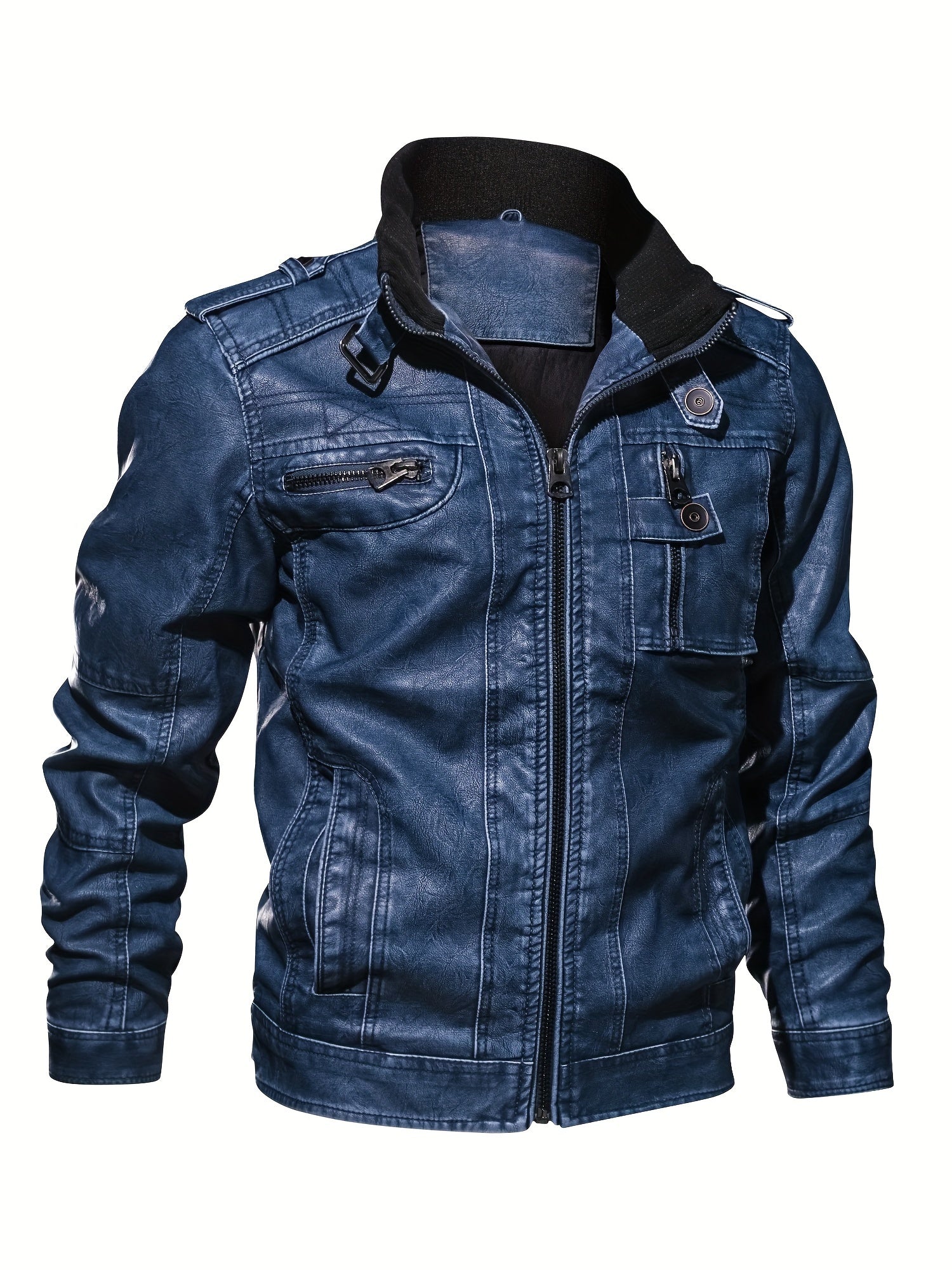 Men's Casual Vintage Style PU Leather Jacket
