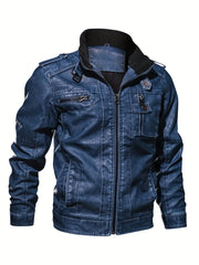 Men's Casual Vintage Style PU Leather Jacket