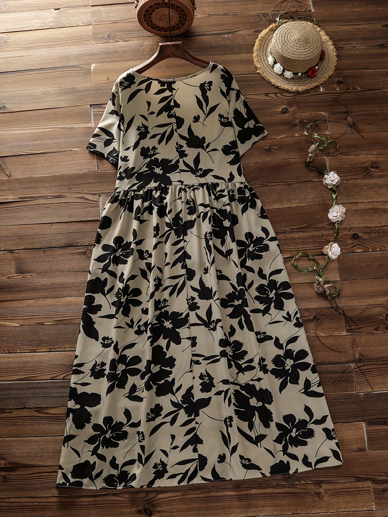  Casual Dress Womens Plus Floral Print Short Sleeve