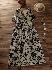  Casual Dress Womens Plus Floral Print Short Sleeve