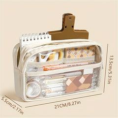 Large Capacity Transparent Pencil Case for Students & Girls