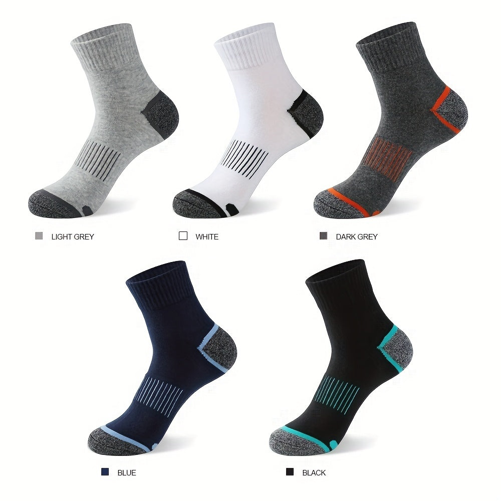 5 Pairs Men's Sports Cotton Socks for Outdoor Running Cycling