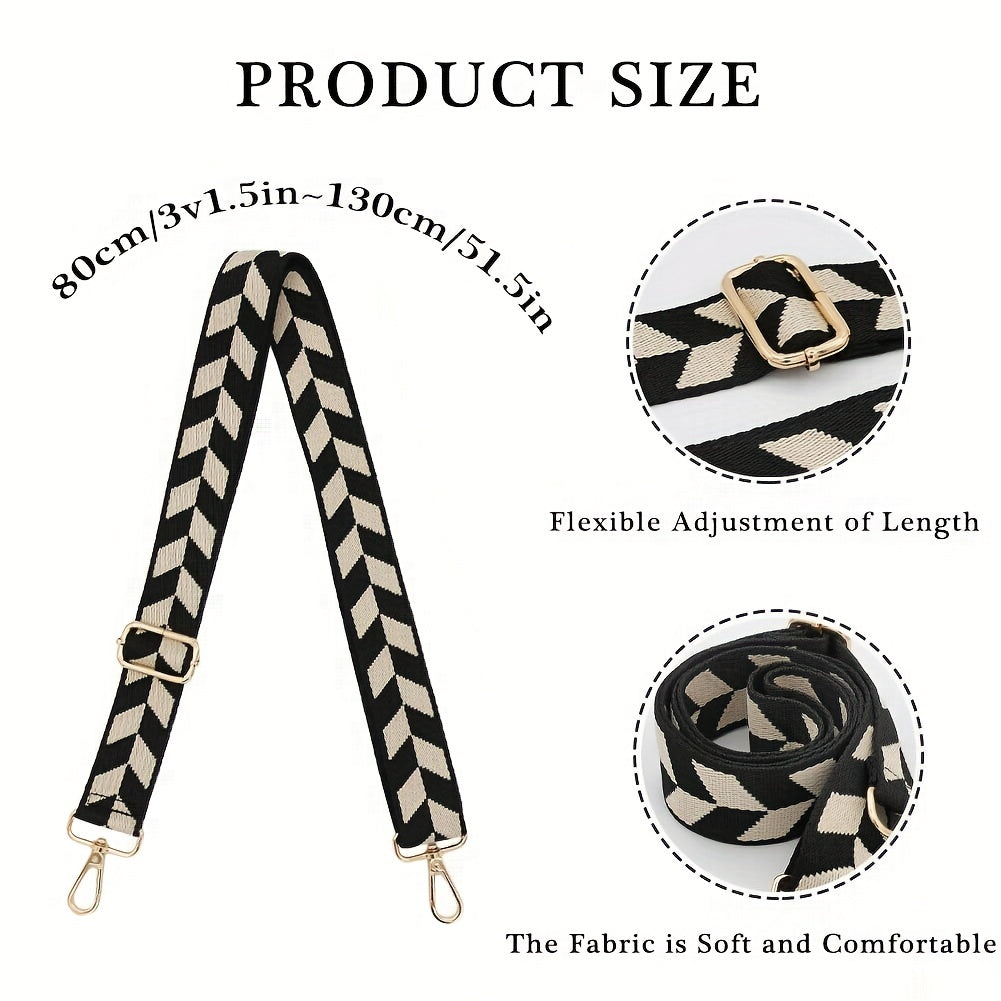 Geometric Pattern Bag Strap Wide Shoulder Replacement