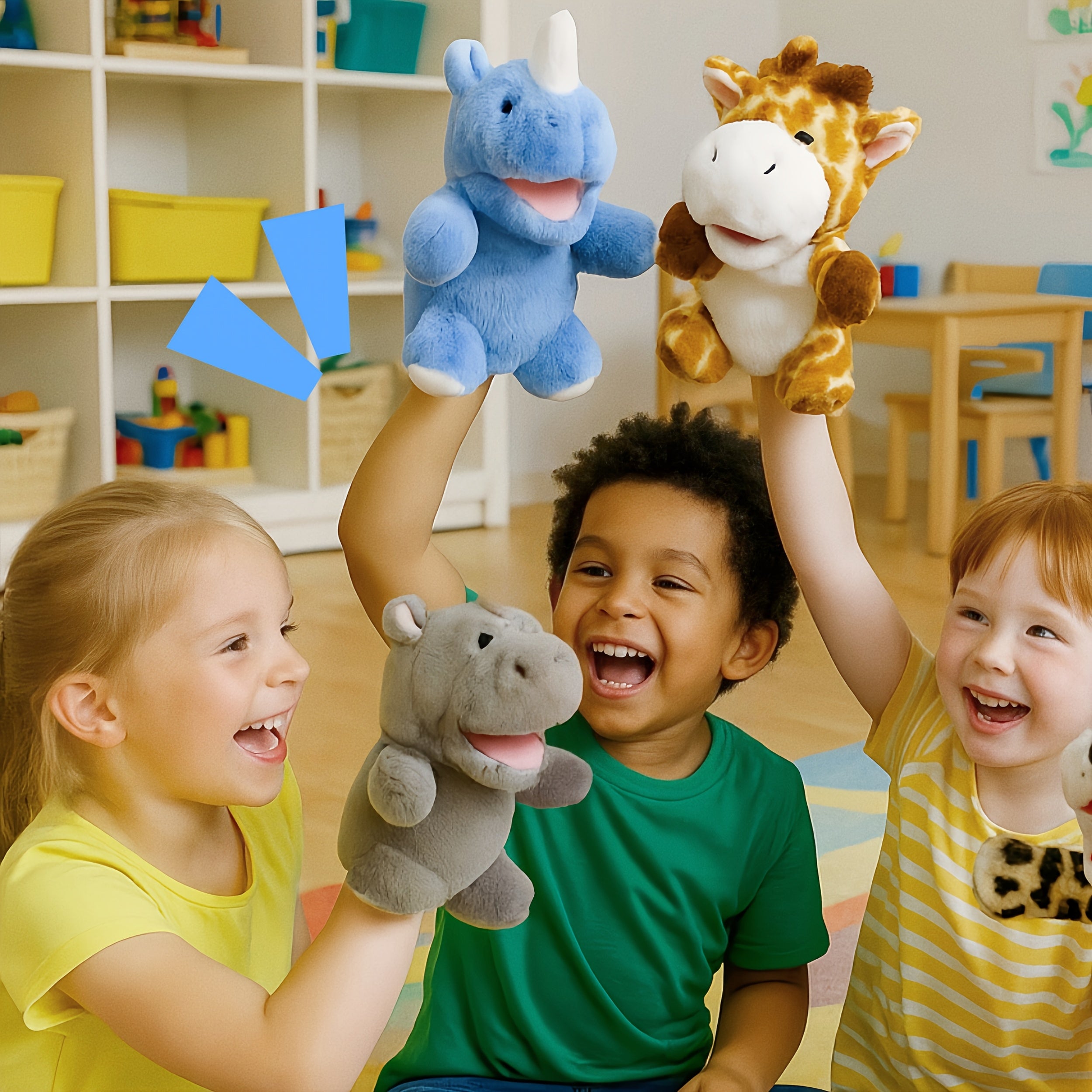 Plush Jungle Animal Puppet Set for Storytelling and Role Playing