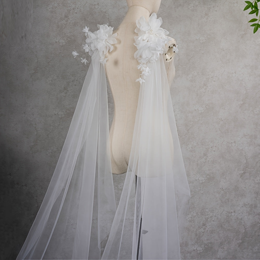 Handcrafted 3D Floral Shawls for Church Wedding Bridal Gown