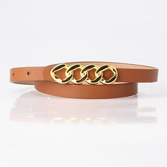 Thin Waist Belt Chain Buckle PU Leather Ladies Dress Strap Dress Decor Jean