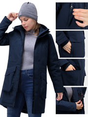 Women's Waterproof Long Puffer Jacket Hooded Winter Coat