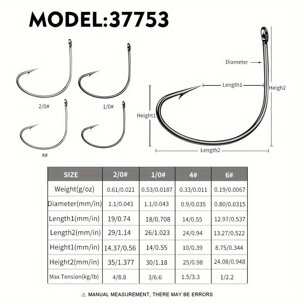 50pcs High Carbon Steel Fish Hooks Box High Strength Corrosion Resistance