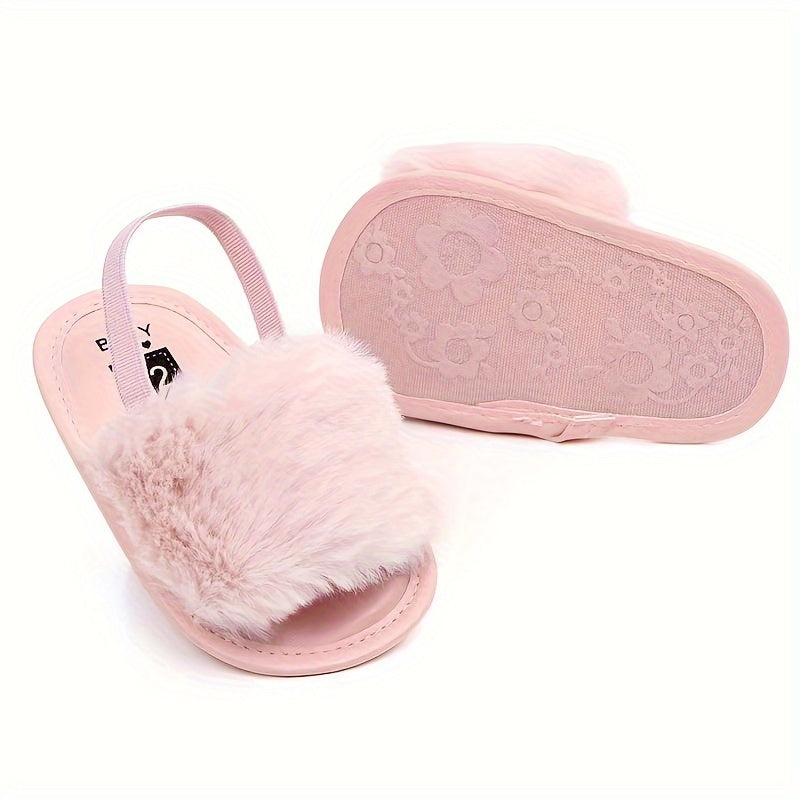 Furry Sandals For Baby Girls Lightweight Non slip Walking Shoes
