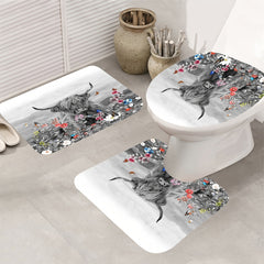 Cow Flower Shower Curtain & Rugs Set