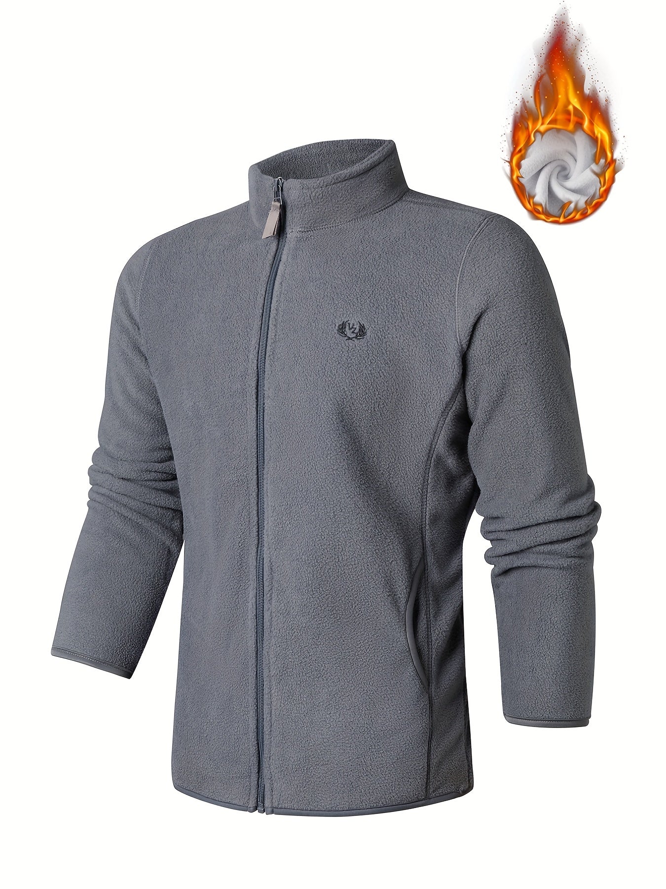 Men's Stand Collar Fleece Jacket Zipper Coat