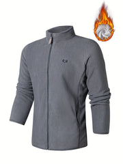 Men's Stand Collar Fleece Jacket Zipper Coat