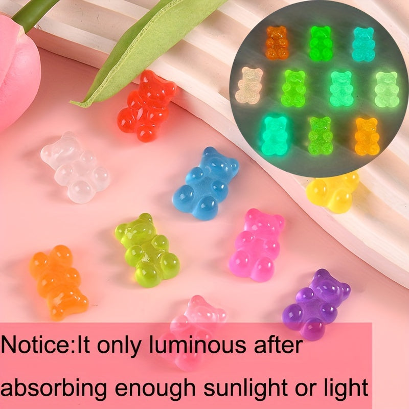 20pcs Luminous Colorful Bear Shoe Charms DIY Clogs Accessories