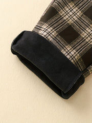 Girls' Fleece Plaid Drawstring Pants For Outwear Kids