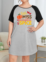  Women's Pumpkin Print Nightdress Raglan Sleeve