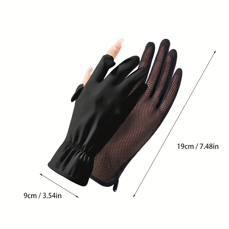 Ice Silk Sunscreen Gloves for Women
