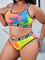 Tie Dye Cross Back Tank Bra & Panty Set
