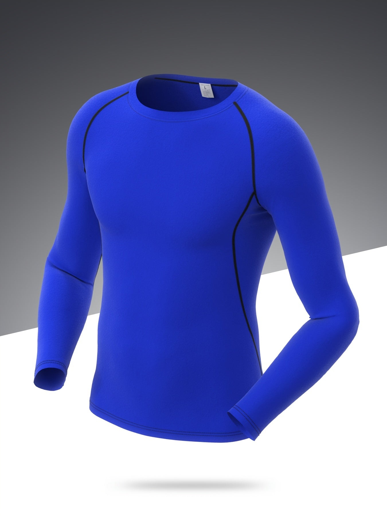 Men's Solid Workout Shirt High Stretch Compression Base Layer